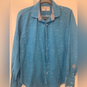 Robert Graham long sleeve blue shirt.  Medium